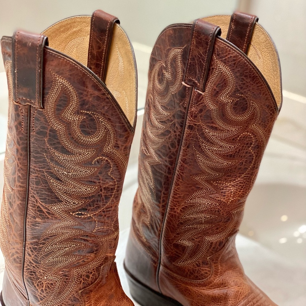 JUSTIN MEN Cowboy boots Size 10D in great condition clean interior great bottom - Picture 8 of 11